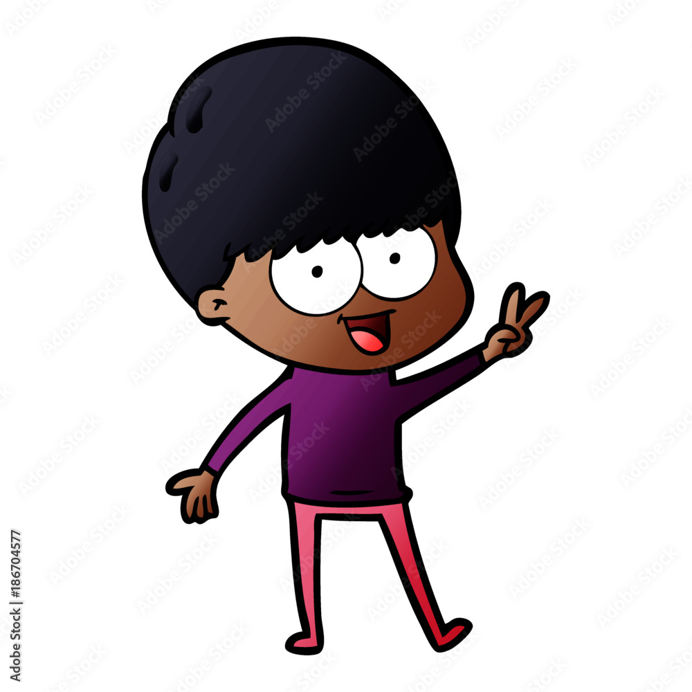 happy cartoon boy waving