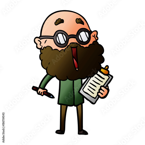 cartoon joyful man with beard
