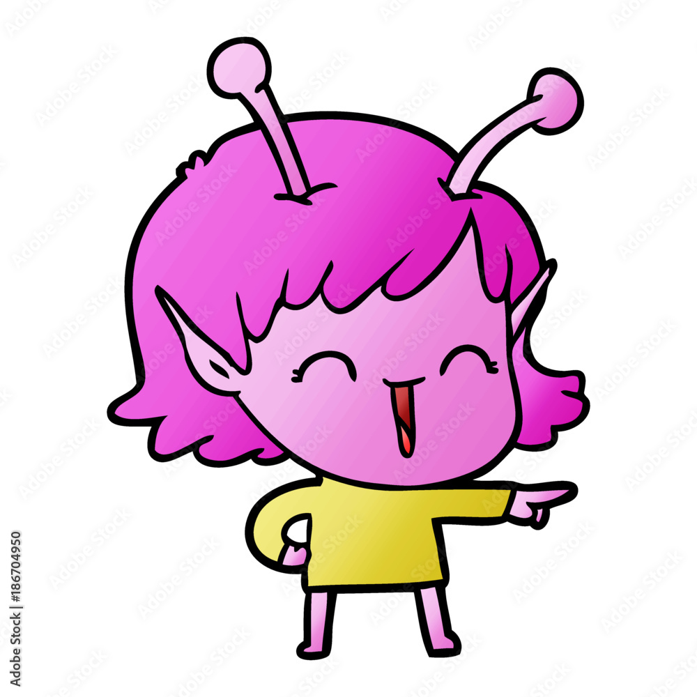cartoon alien girl laughing