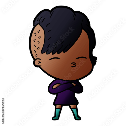 cartoon squinting girl