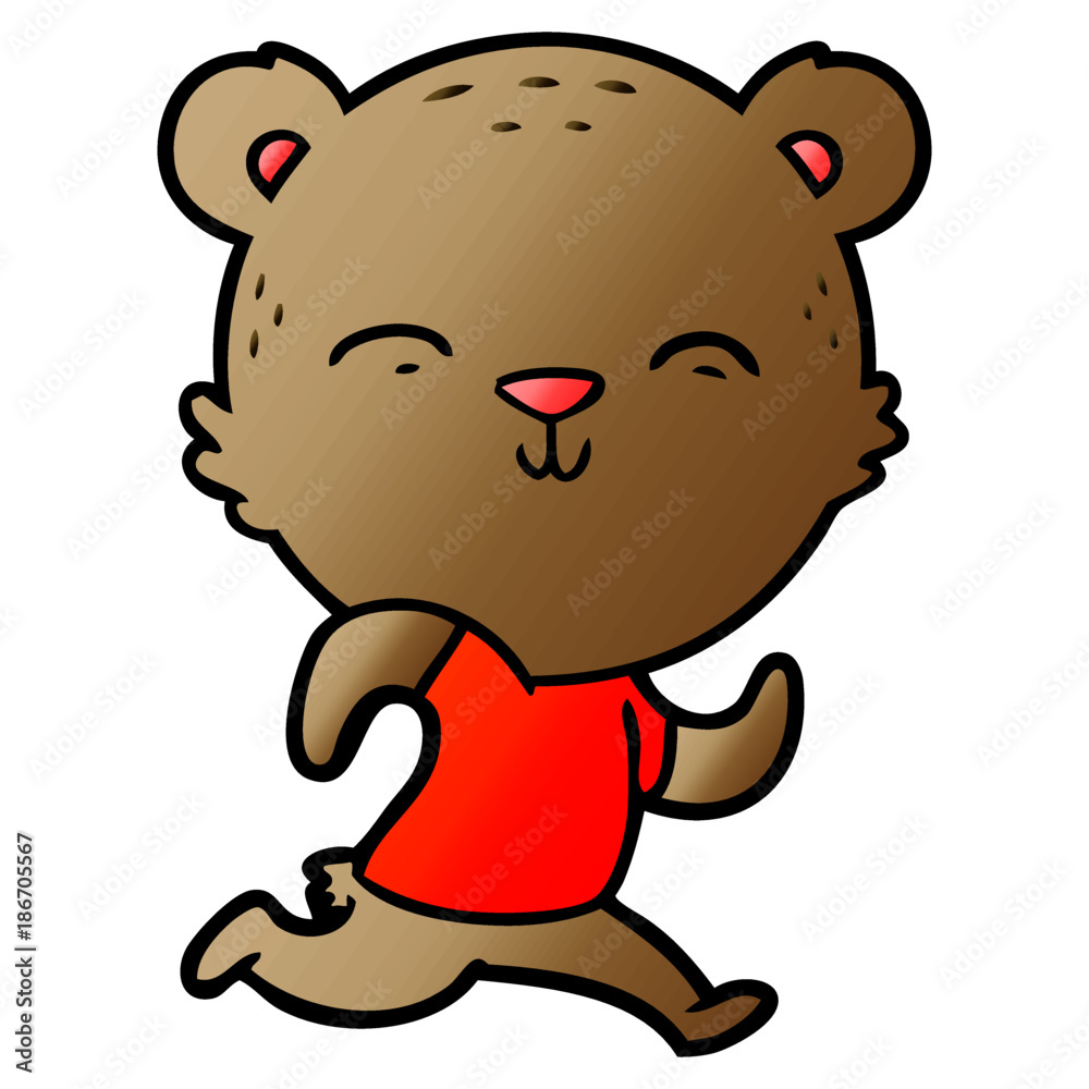 Obraz premium happy cartoon bear jogging