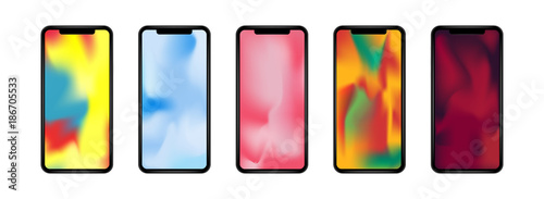 Smartphone wallpaper vector illustration collection. Clipping mask use and editable screen by Gradient mesh. Abstract wallpaper concept. Technology and communication theme.
