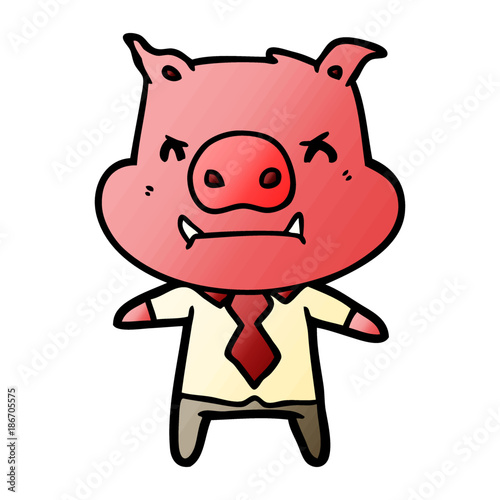 angry cartoon pig boss