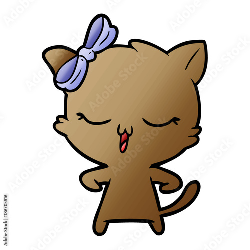 cartoon cat with bow on head