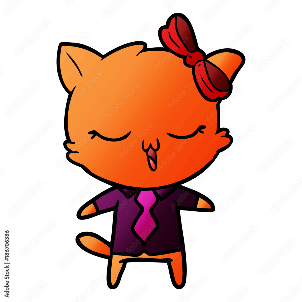 cartoon cat with bow on head