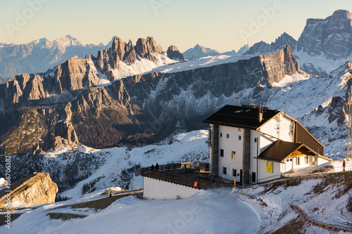 Winter landscape at the Falzarego Pass on the Dolomites in northeastern Italy