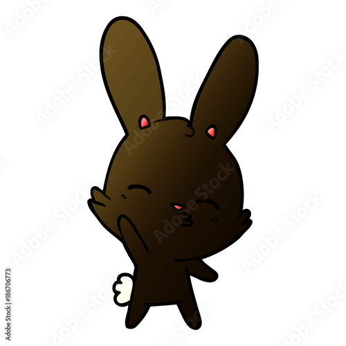curious waving bunny cartoon