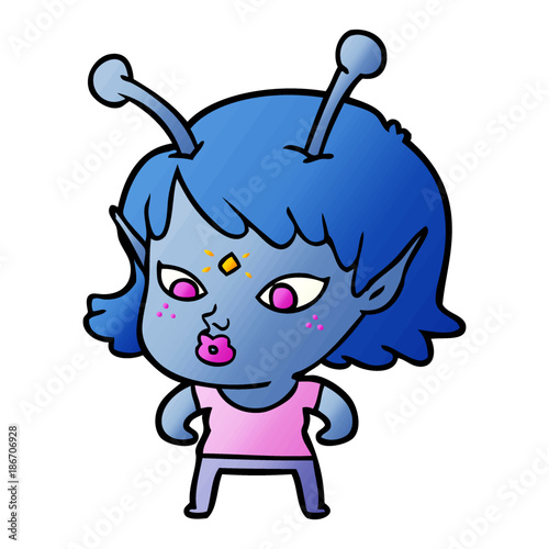 pretty cartoon alien girl