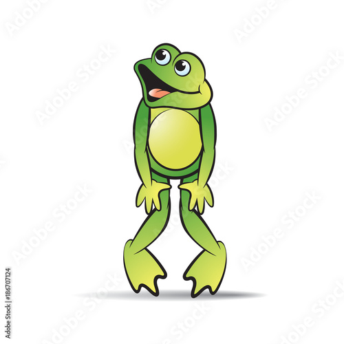 frog cartoon or mascot dancing and laughing vector illustration