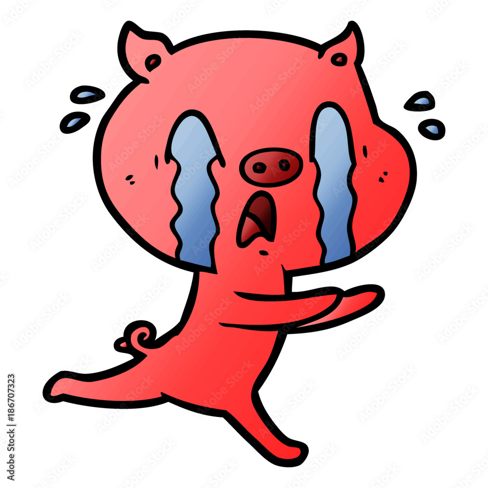 Fototapeta premium crying pig cartoon