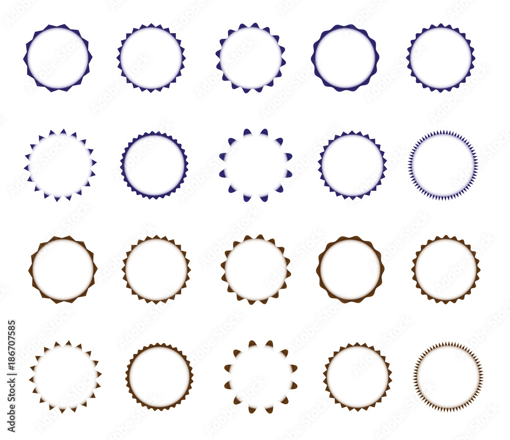 Set of vector starburst, sunburst badges. Simple flat style. Vintage labels. Round vignette, frame Set of vector starburst, sunburst badges. Simple flat style. Vintage labels. Round vignette, frame