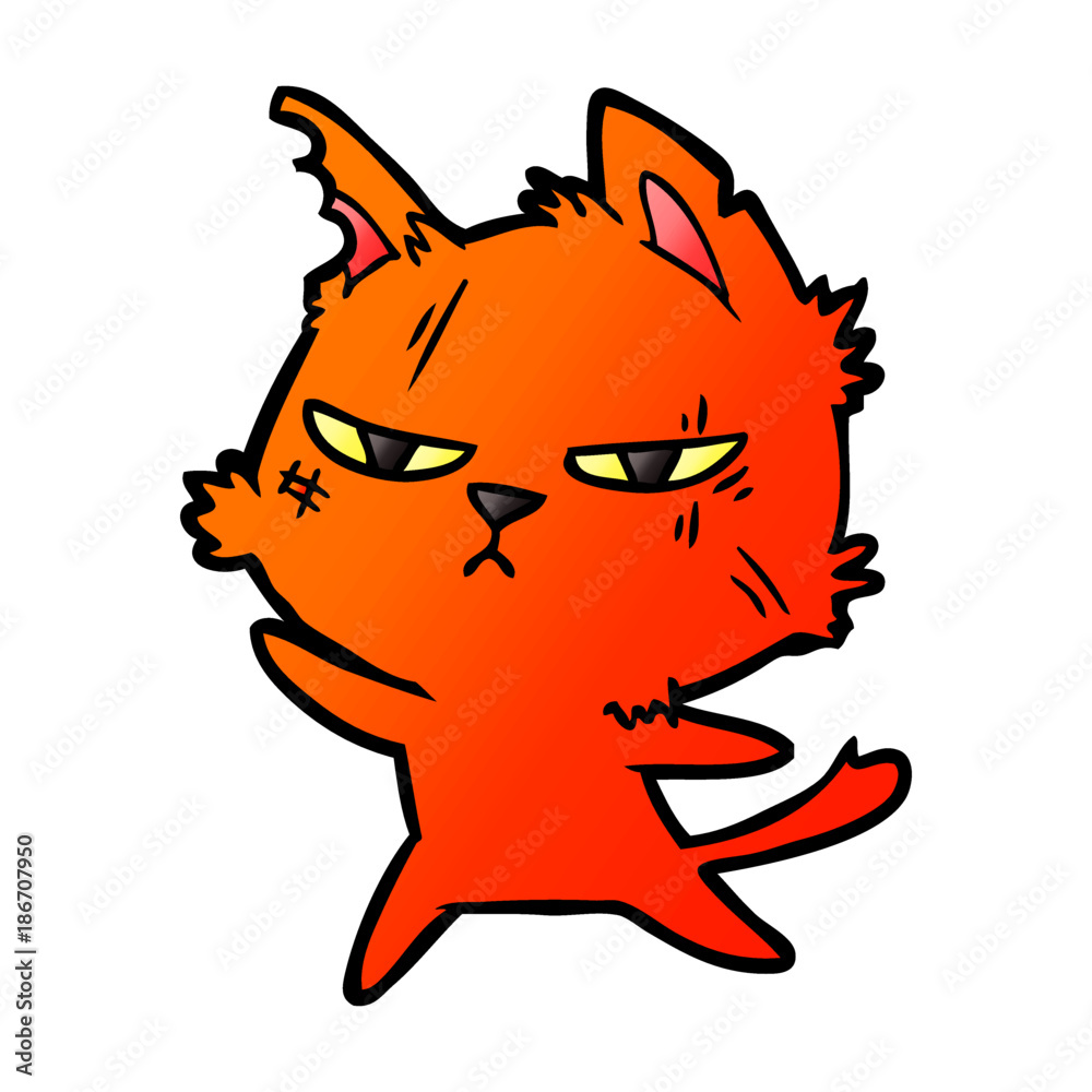 tough cartoon cat