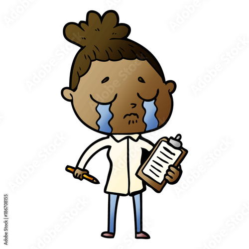 cartoon crying saleswoman