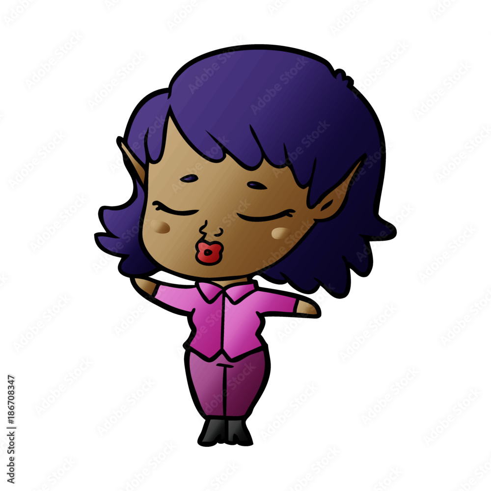 pretty cartoon elf girl