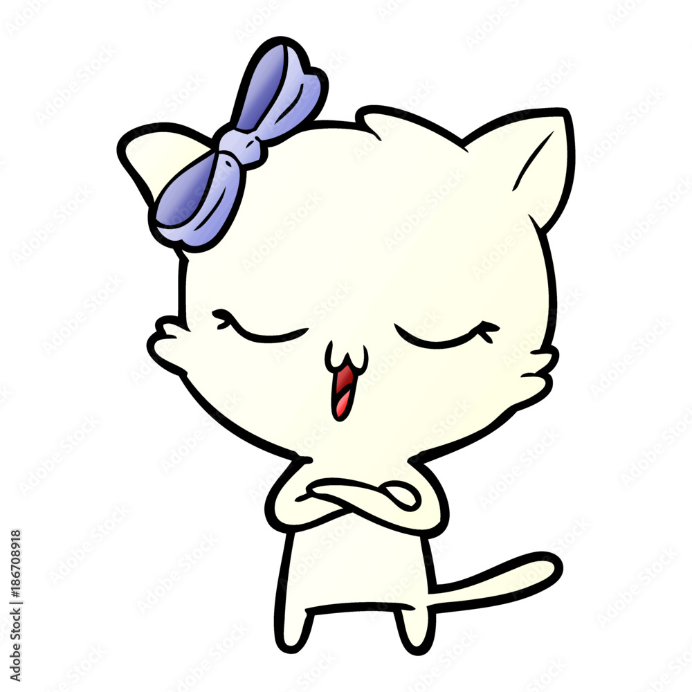 cartoon cat with bow on head cartoon cat with bow on head