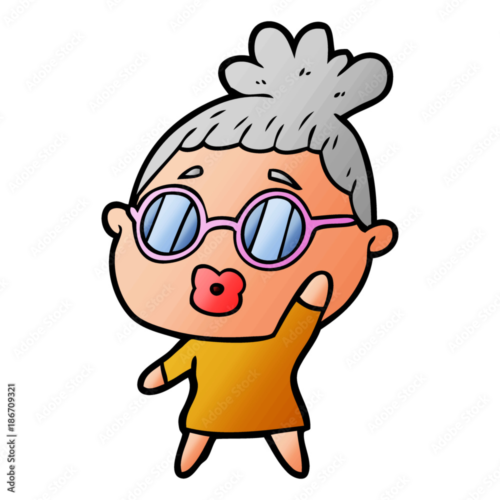 cartoon woman wearing spectacles