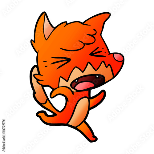 angry cartoon fox running