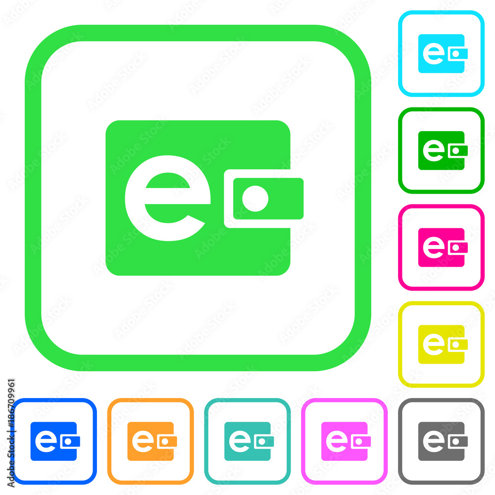 Electronic wallet vivid colored flat icons Electronic wallet vivid colored flat icons