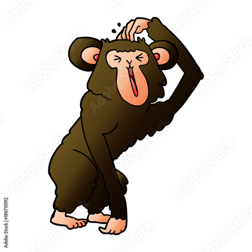 cartoon chimp scratching head