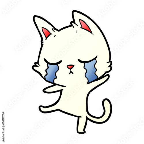 crying cartoon cat performing a dance