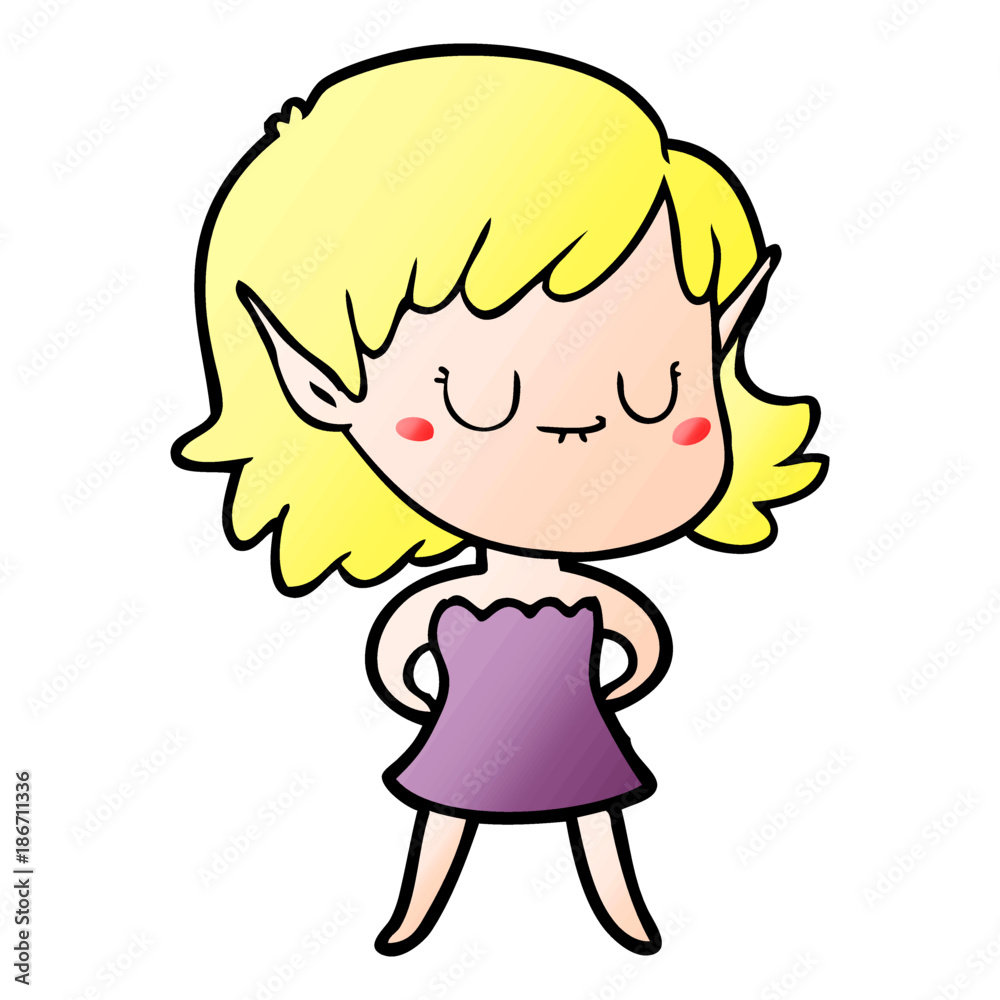 happy cartoon elf girl wearing dress happy cartoon elf girl wearing dress