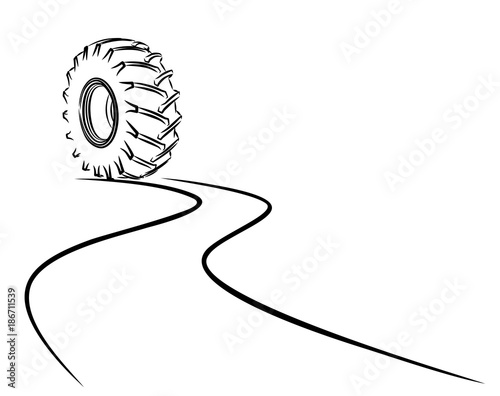 Road with wheel. 