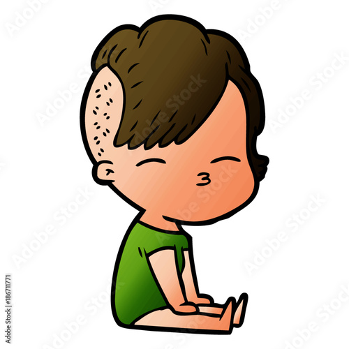 cartoon squinting girl
