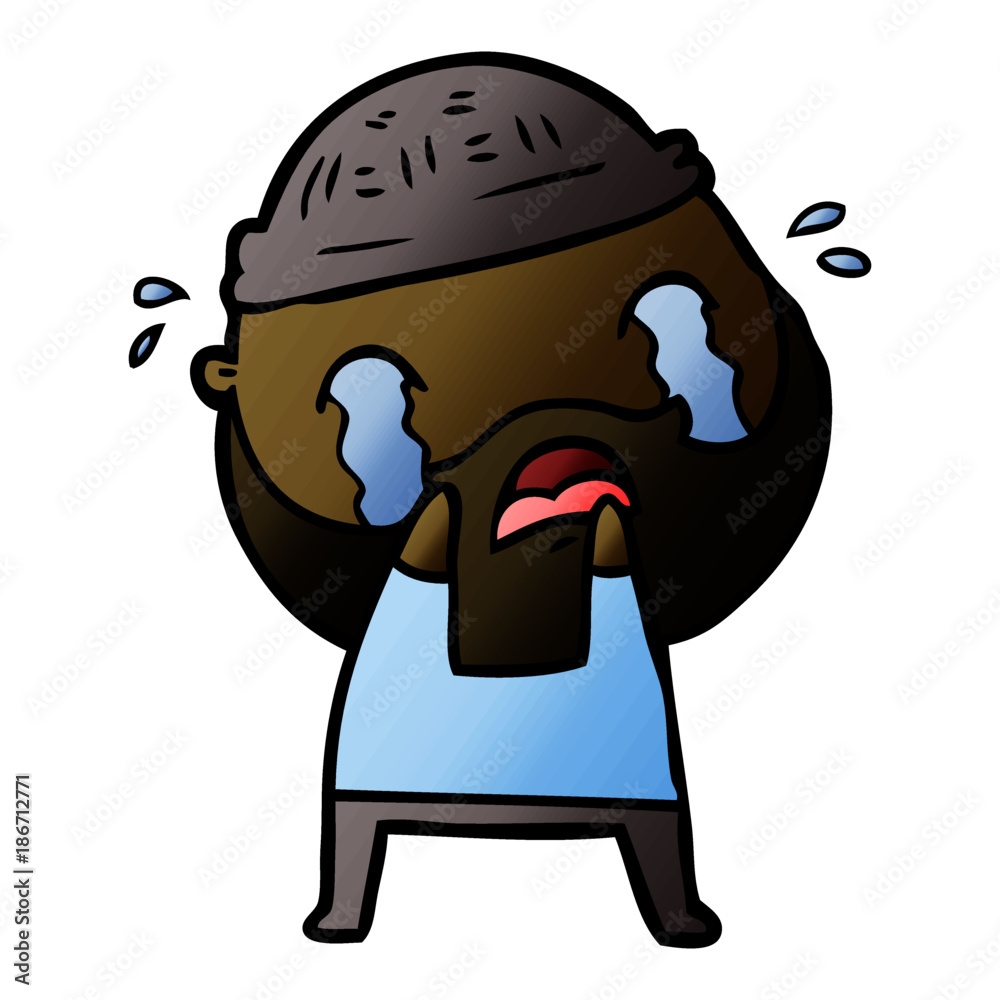 Obraz premium cartoon bearded man crying