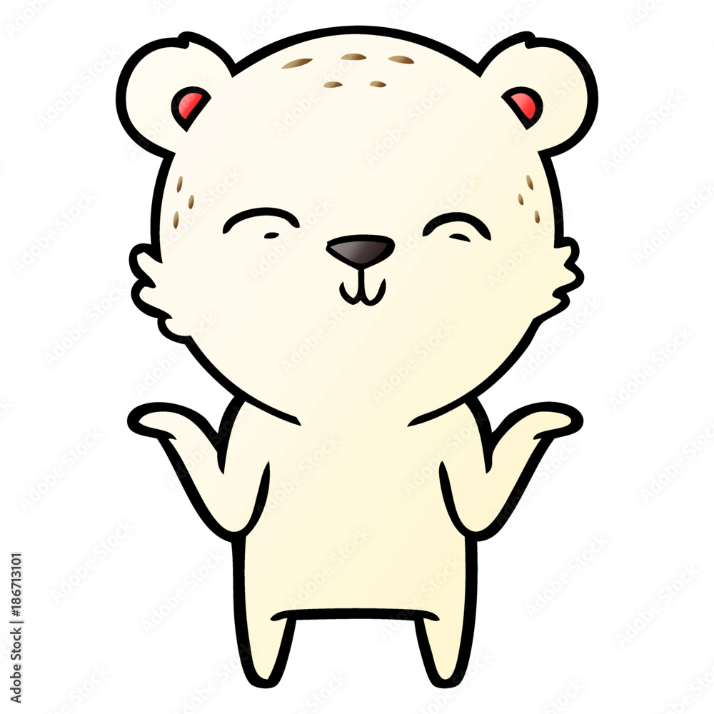 happy cartoon polar bear shrugging shoulders happy cartoon polar bear shrugging shoulders