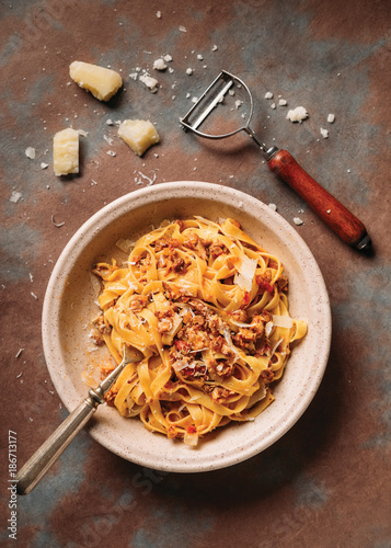 Tagliatelle with lamb ragu photo