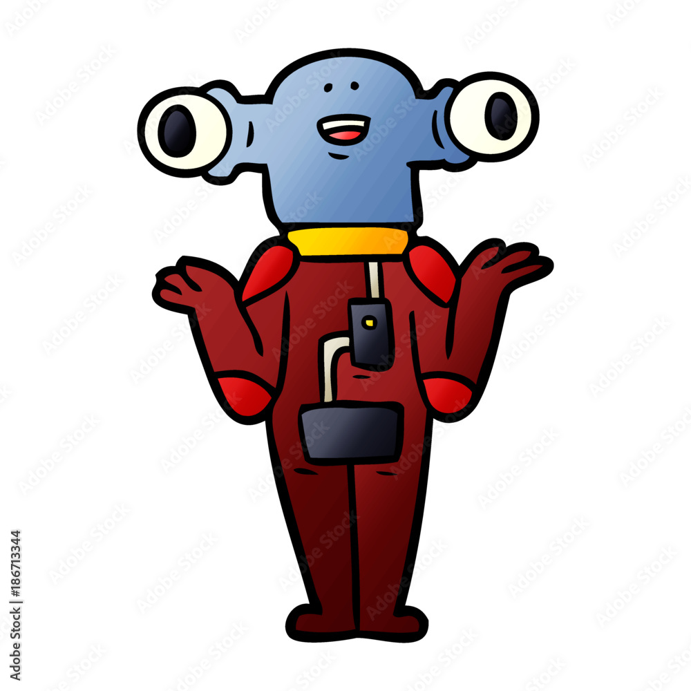 friendly cartoon alien shrugging friendly cartoon alien shrugging