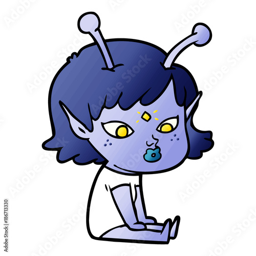 pretty cartoon alien girl