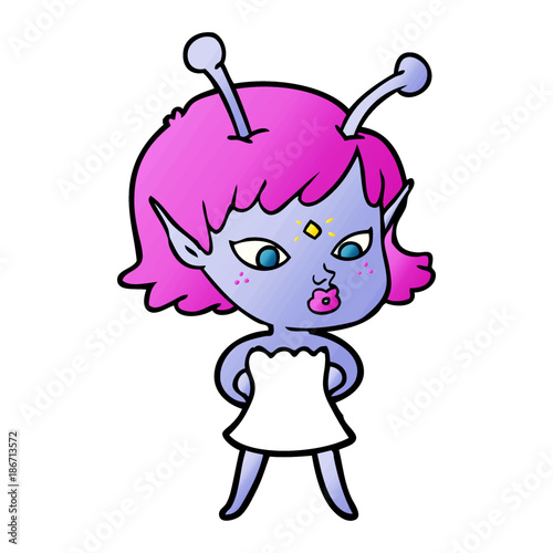pretty cartoon alien girl