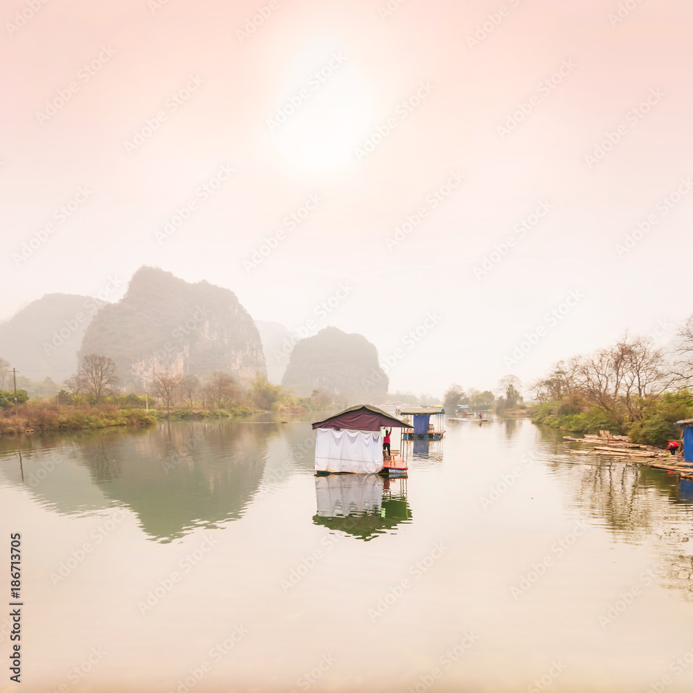 Landscape of Guilin in early spring. Guangxi Province, China. Landscape of Guilin in early spring. Guangxi Province, China.