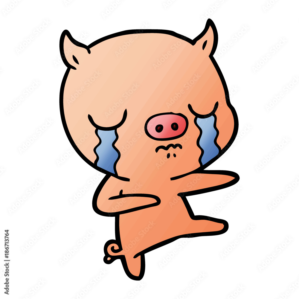 cartoon pig crying