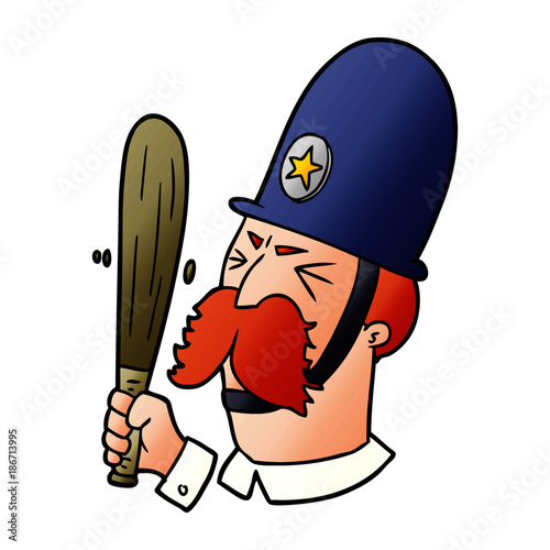 cartoon policeman waving baton