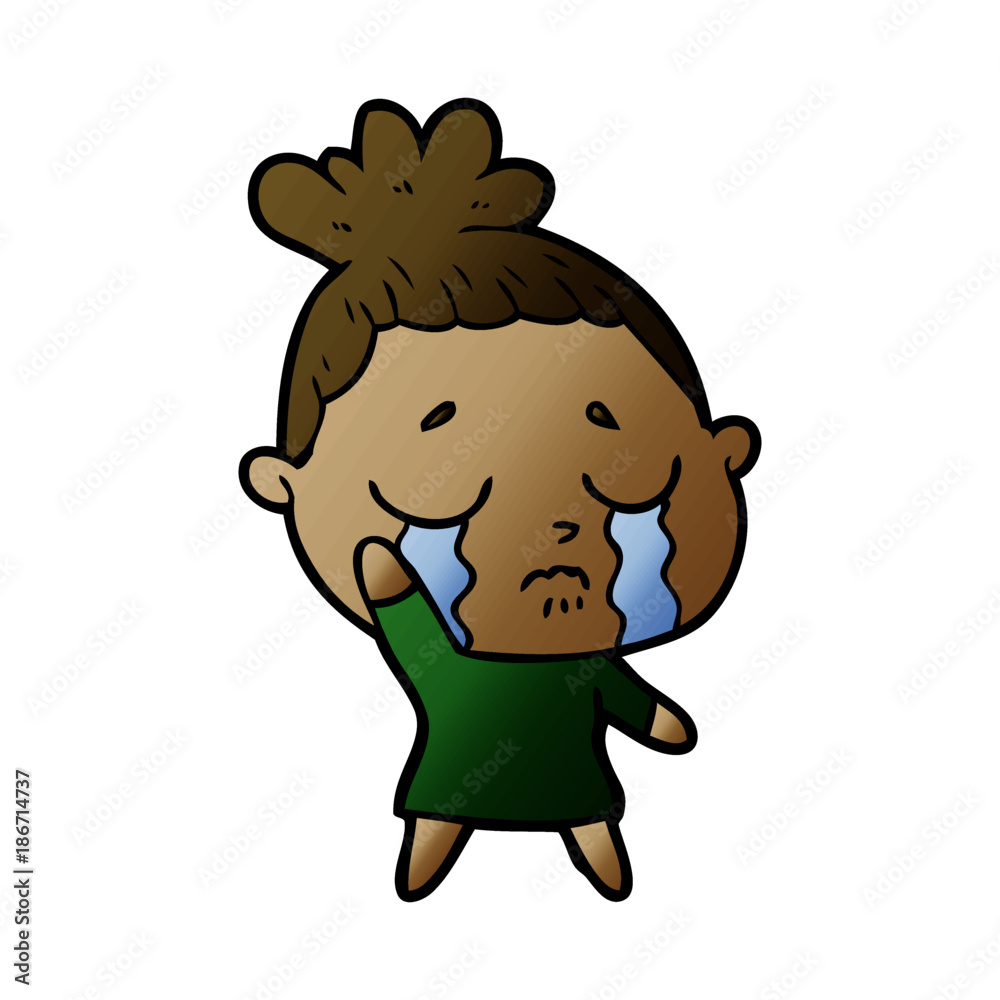 cartoon crying woman