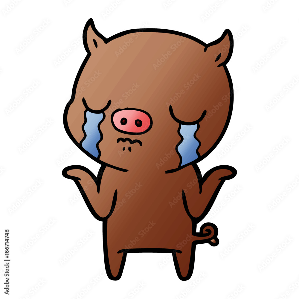 Fototapeta premium cartoon pig crying