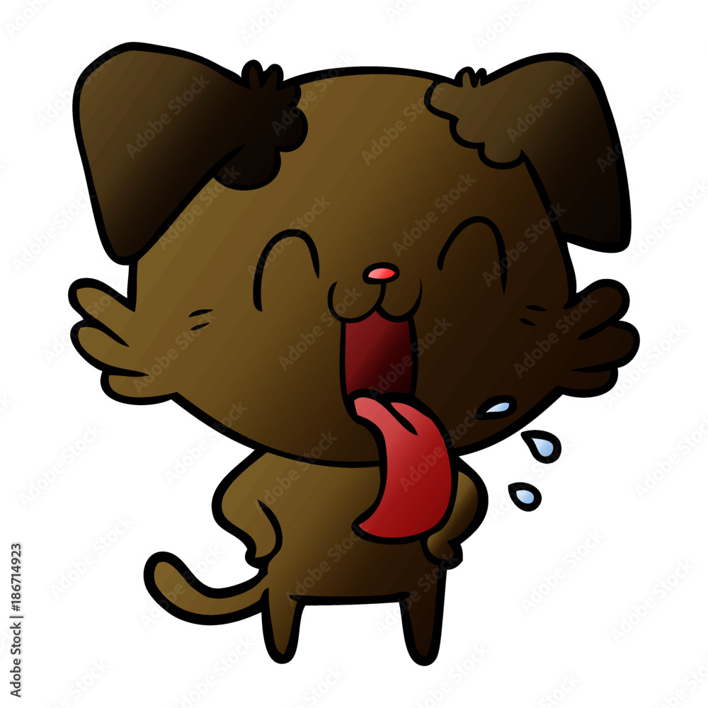 Obraz premium cartoon panting dog