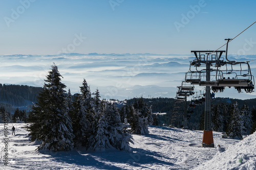 Empty chair ski lift, mountain Kopaonik, Serbia