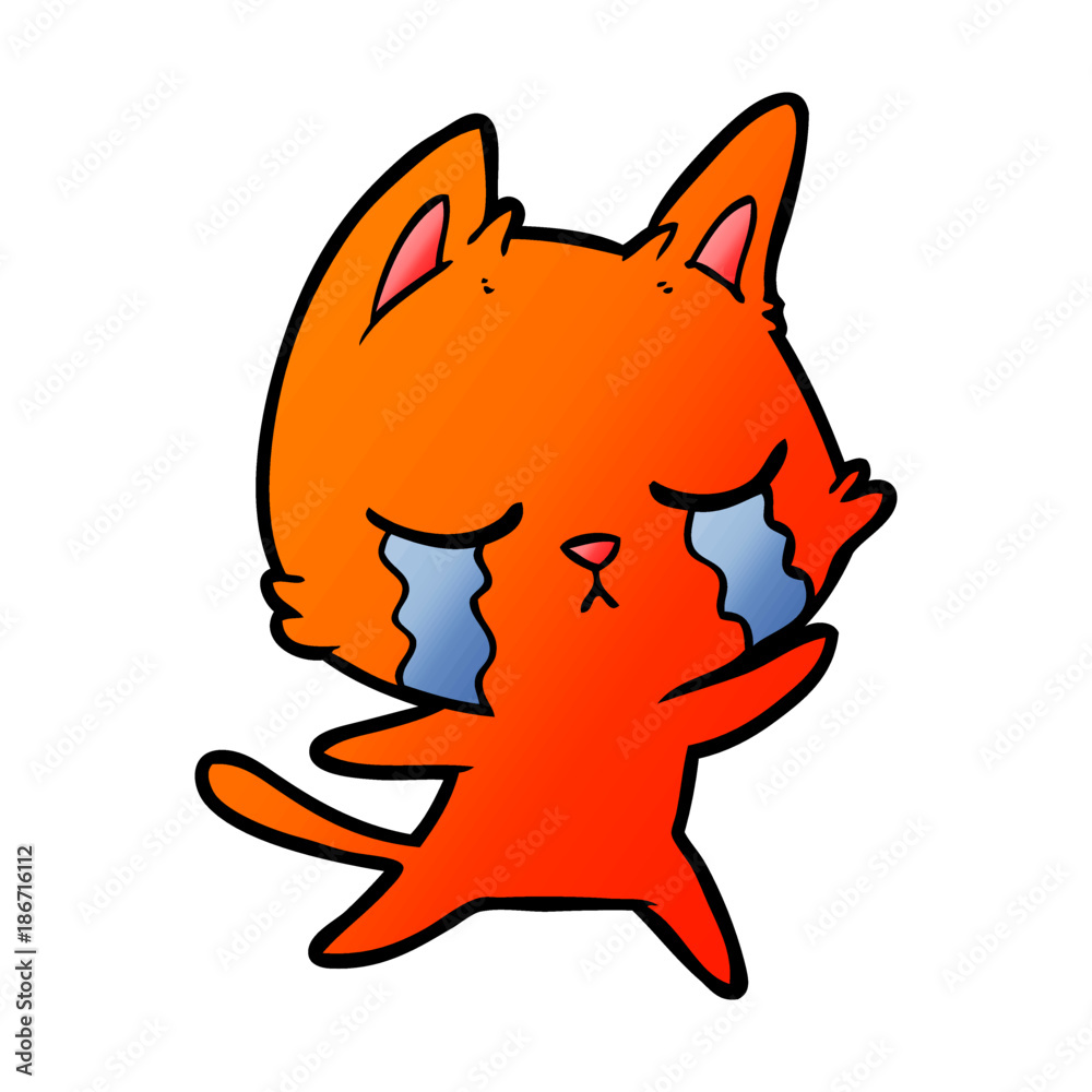 crying cartoon cat