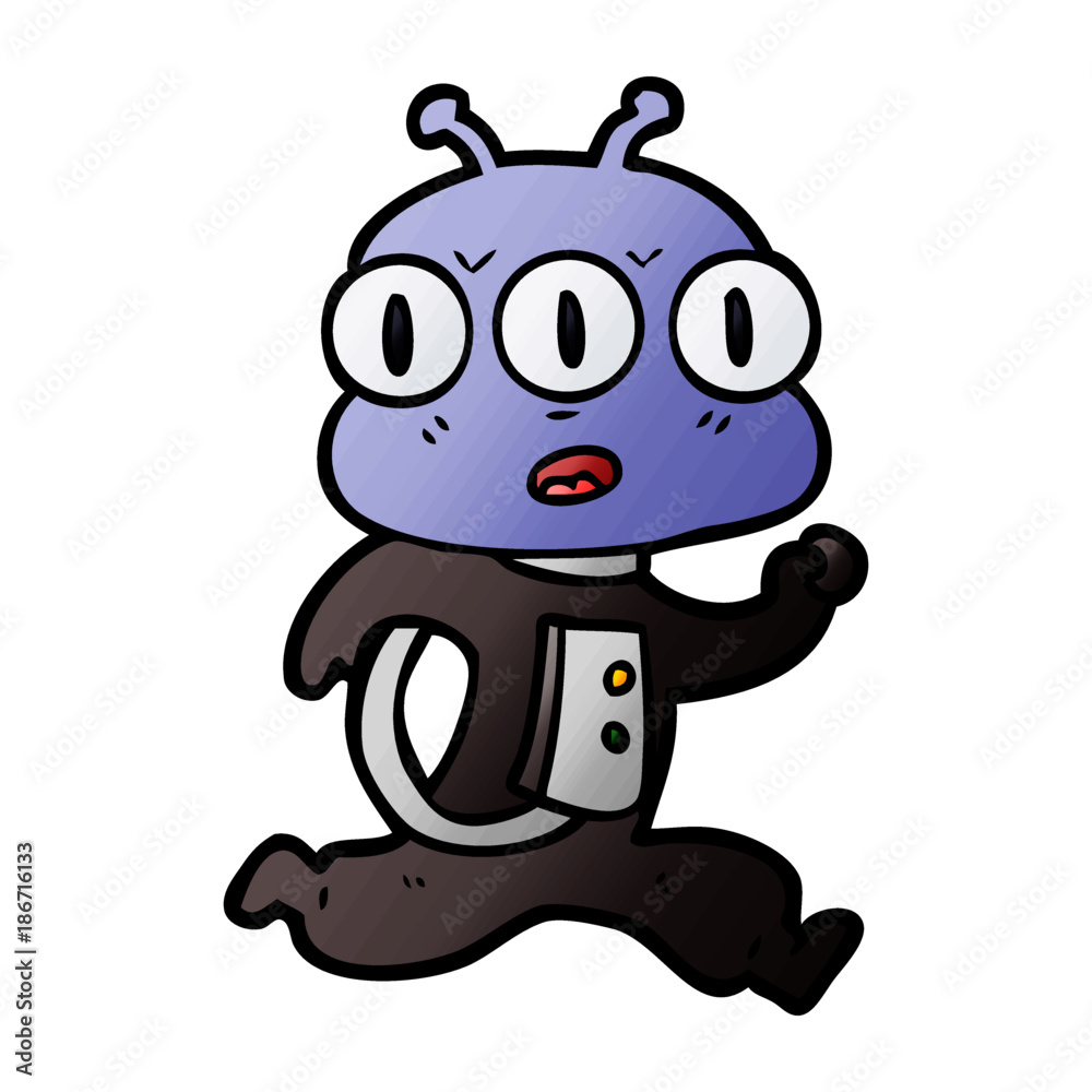 Naklejka premium cartoon three eyed alien