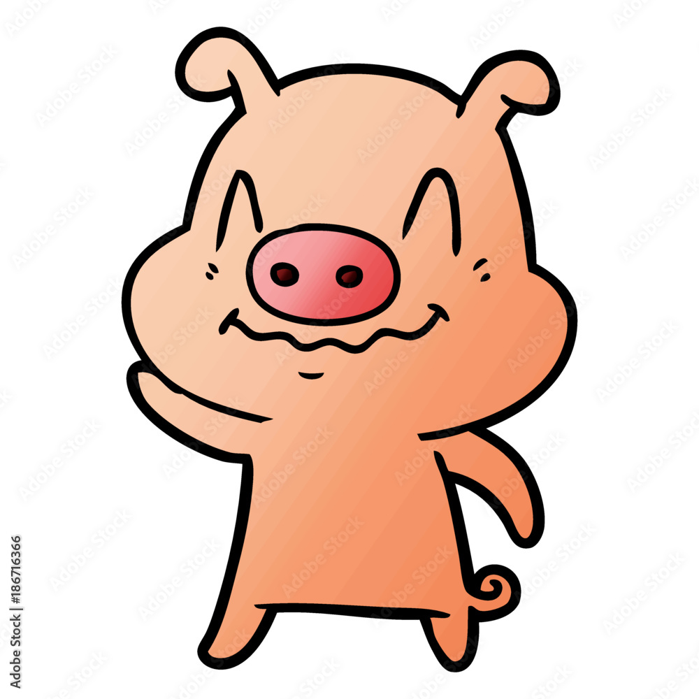 nervous cartoon pig