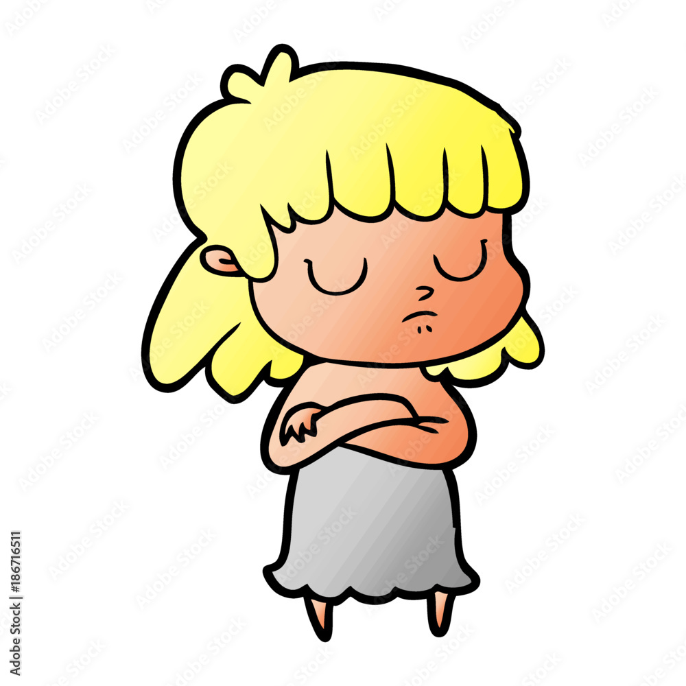 cartoon indifferent woman