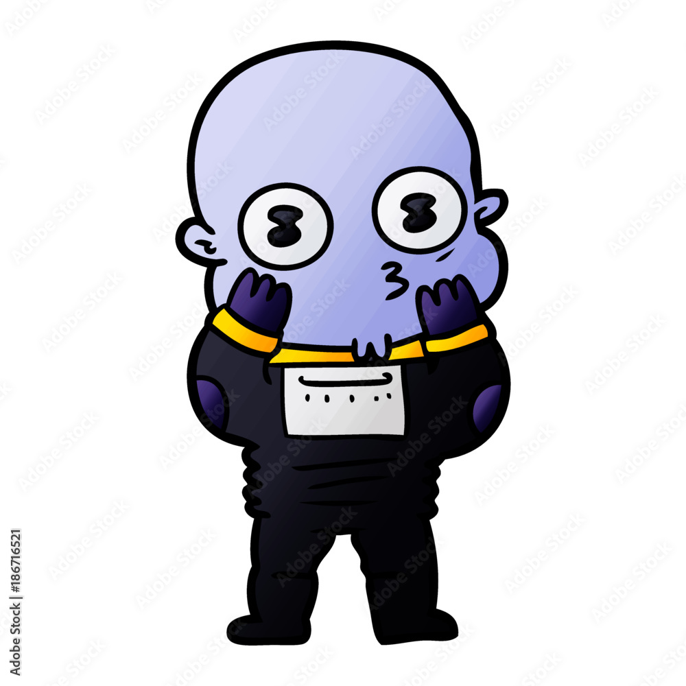 cartoon weird bald spaceman