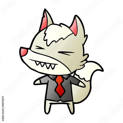 angry wolf boss cartoon