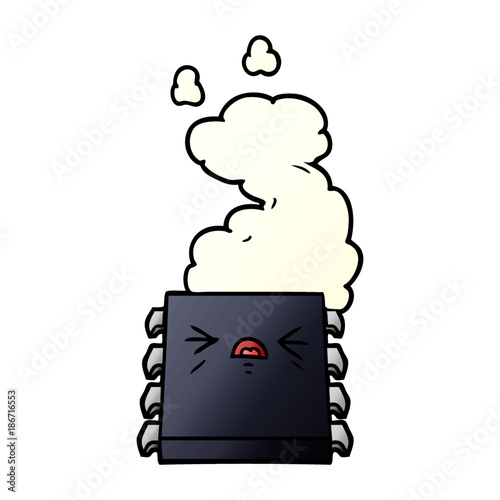 cartoon overheating computer chip