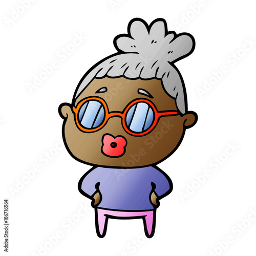cartoon librarian woman wearing spectacles