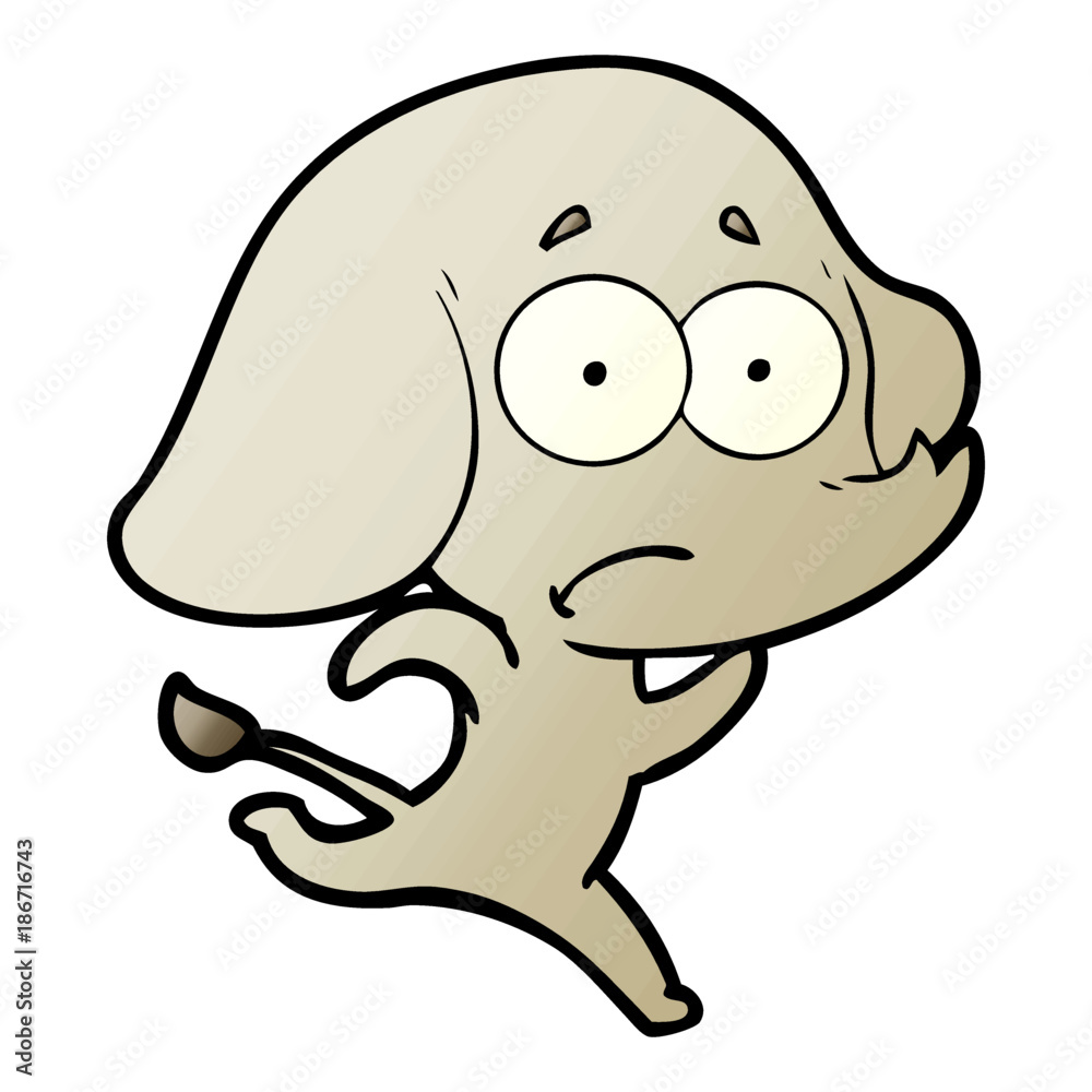 Fototapeta premium cartoon unsure elephant running away