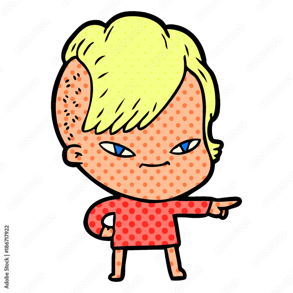 cute cartoon girl with hipster haircut cute cartoon girl with hipster haircut